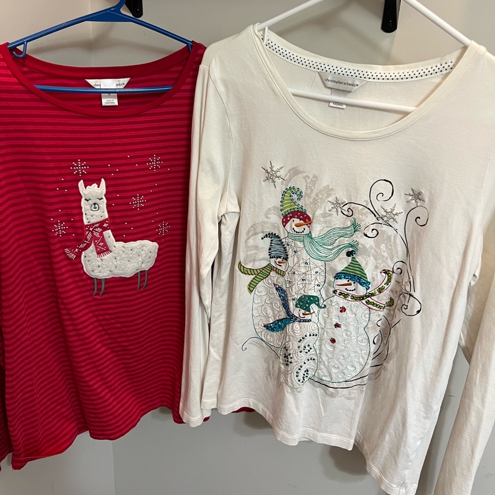Two Christopher & Banks ladies long sleeve shirts